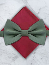 Sage Green Deluxe Silk Twill Bow Tie & Pocket Square Set