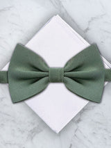 Sage Green Deluxe Silk Twill Bow Tie & Pocket Square Set