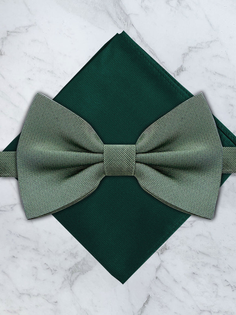 Sage Green Deluxe Silk Twill Bow Tie & Pocket Square Set