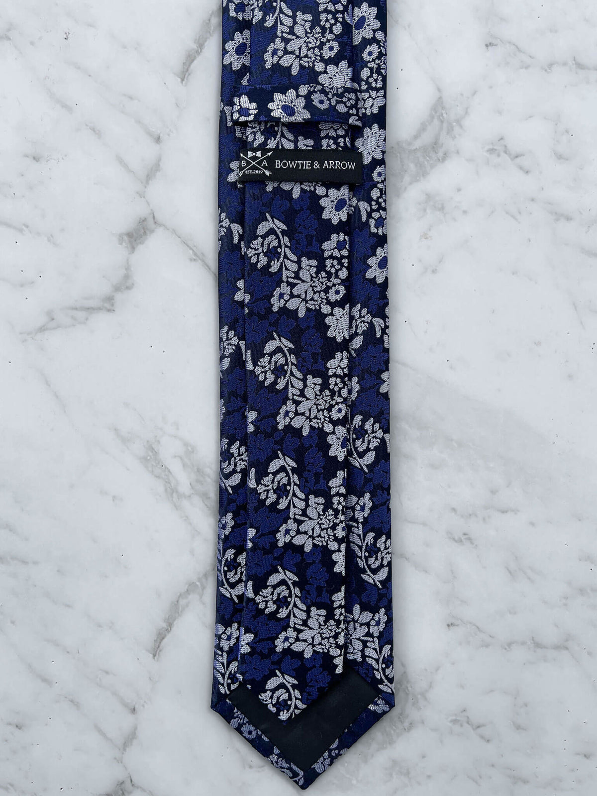 Sakura Navy Floral 100% Silk Brocade Tie