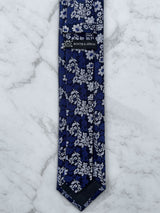 Sakura Navy Floral 100% Silk Brocade Tie