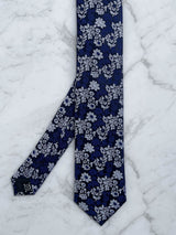 Sakura Navy Floral 100% Silk Brocade Tie