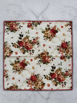 Cream Linen Floral Tie and Pocket Square Set