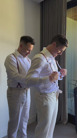 Full Leather Beige Suspenders