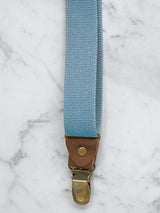 Baby Blue Slimline Leather Trim Lightweight Suspenders