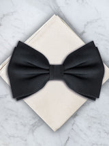 Black Deluxe Silk Twill Bow Tie & Pocket Square Set