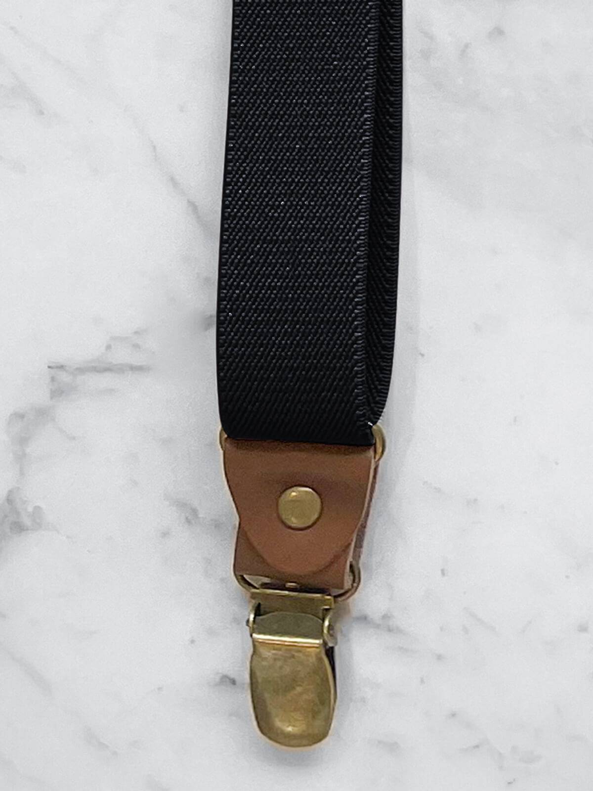 Black Slimline Leather Trim Lightweight Suspenders