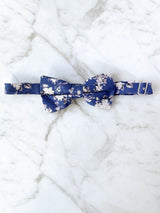 Blue Floral Cotton Bow Tie Set