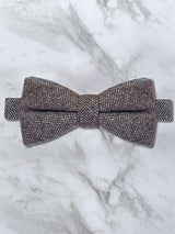 Herringbone Brown Wool Bow Tie