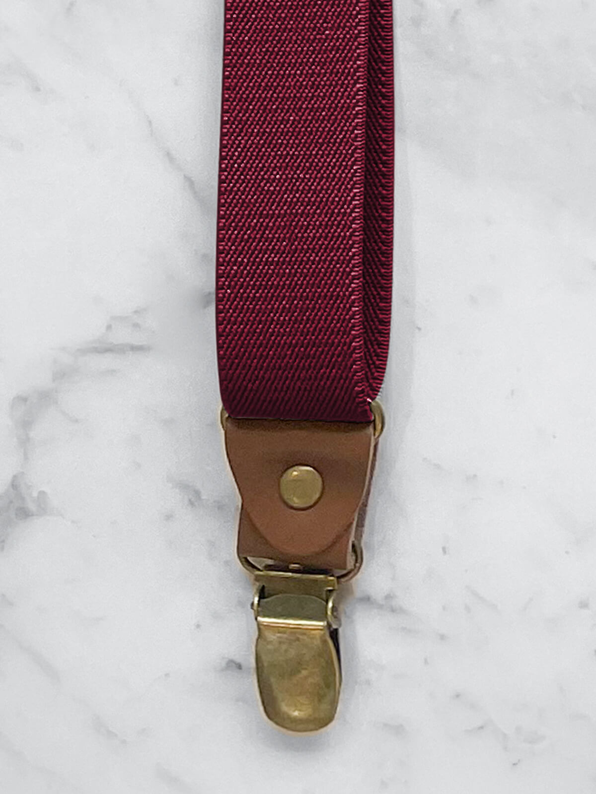 Burgundy Slimline Leather Trim Lightweight Suspenders