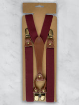 Burgundy Slimline Leather Trim Lightweight Suspenders