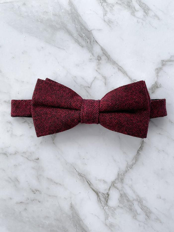 Burgundy Wool Bow Tie