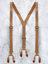 Full Leather Beige Suspenders