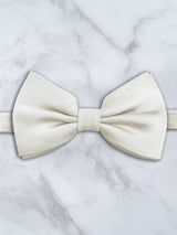 Ivory Deluxe Silk Twill Bow Tie & Pocket Square Set
