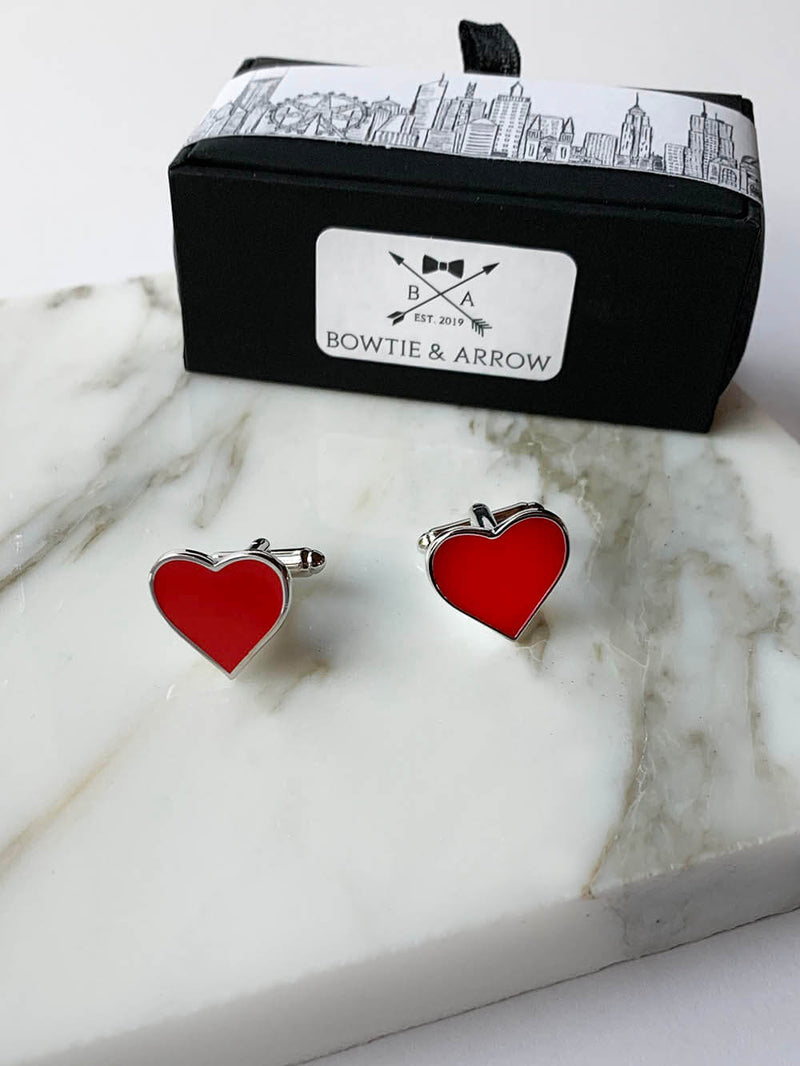 Red Heart Cufflinks In Gift Box | Novelty Cufflinks Australia