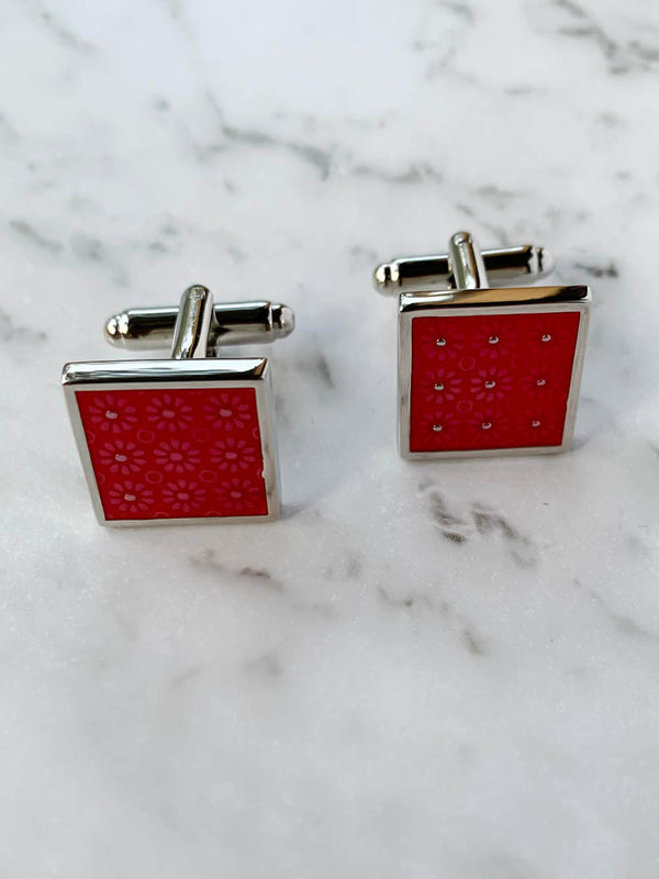 Red Floral Cufflinks | Gifts For Him