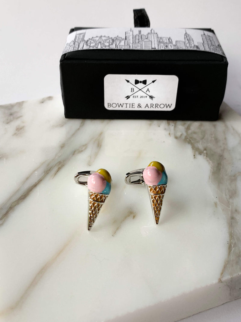 Pink Icecream Cufflinks In Gift Box | Novelty Cufflinks Australia