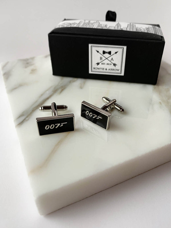 007 James Bond Black Silver Mens Cufflinks | Bowtie & Arrow Australia