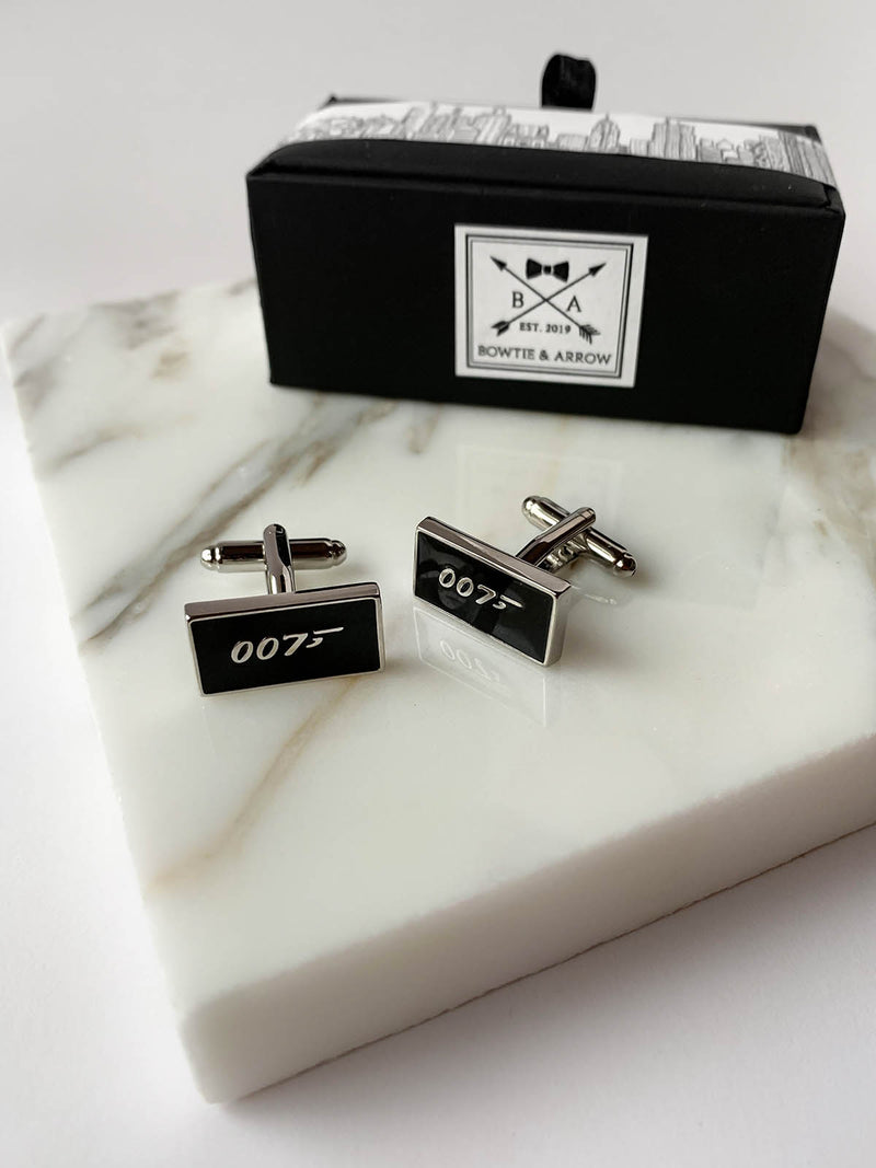 007 James Bond Black Silver Mens Cufflinks | Bowtie & Arrow Australia