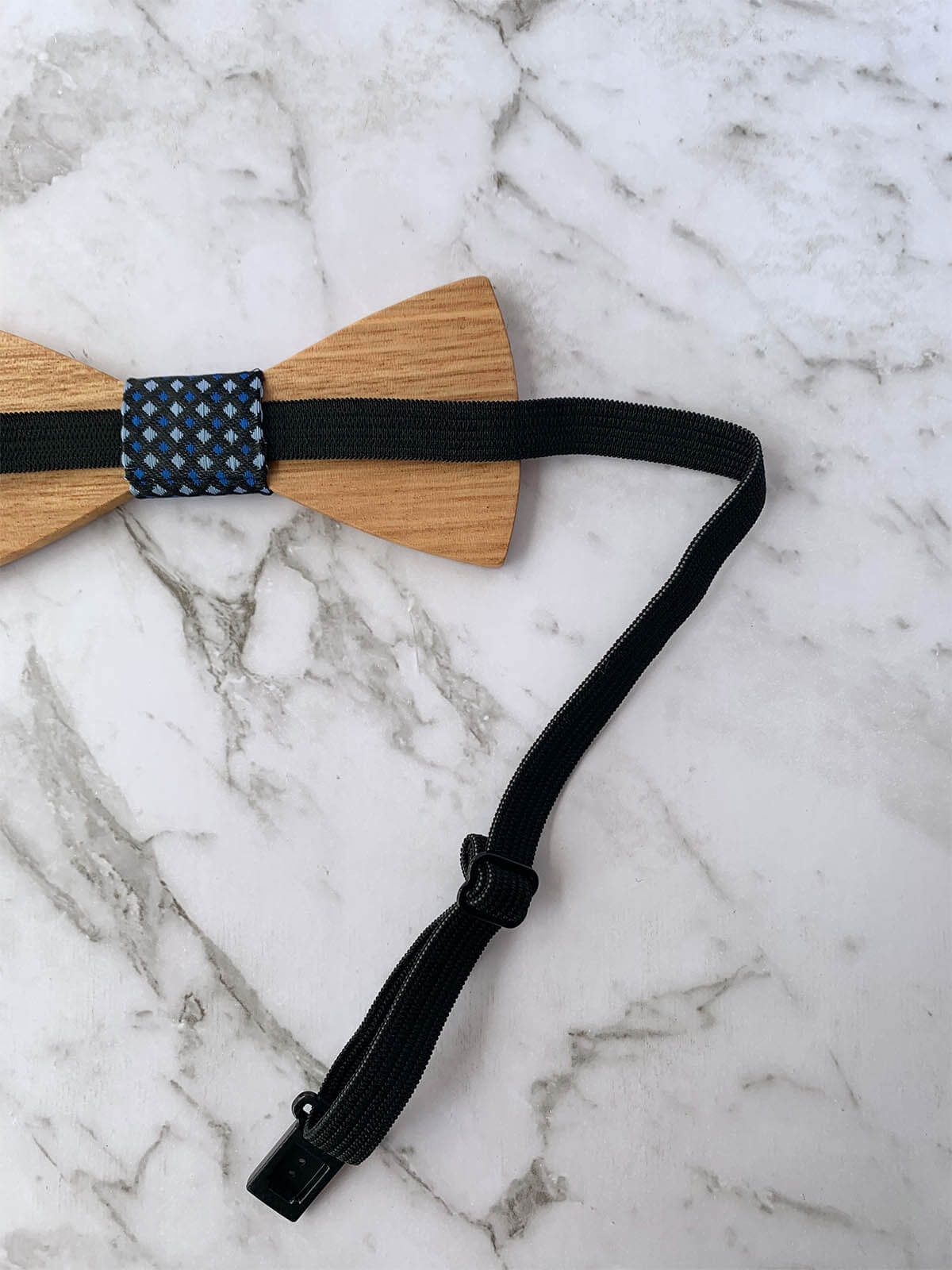 Wood Bowtie with Navy Fabric | Bowtie & Arrow Australia