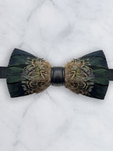Feather Bow Tie - Moss Green