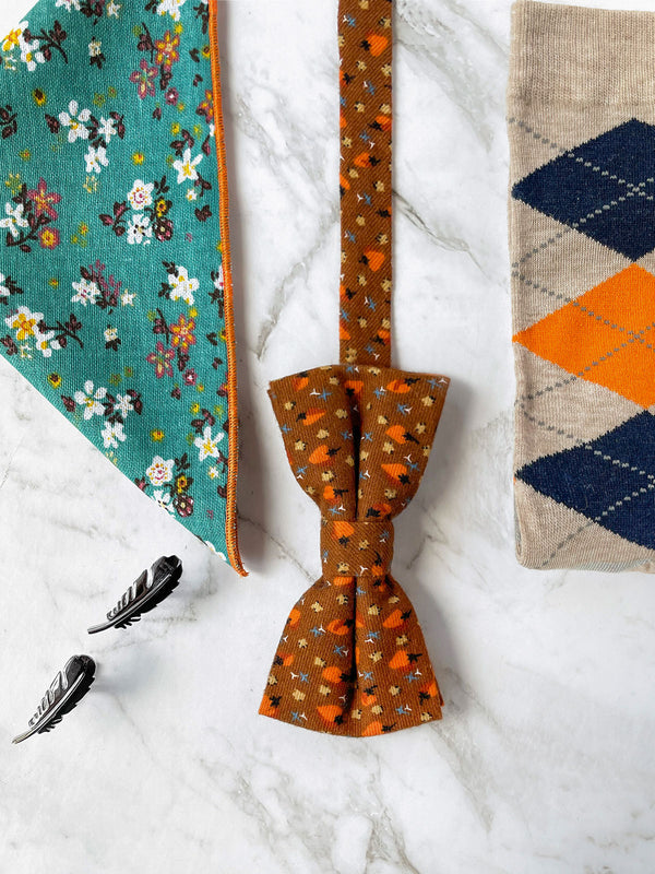 Feather in the Autumn Breeze Cotton Bow Tie Set