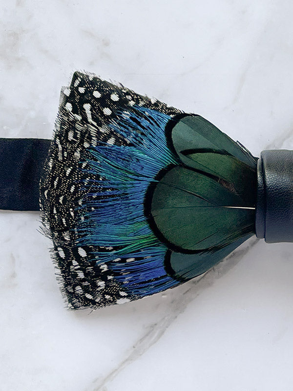 Feather Bow Tie - Peacock