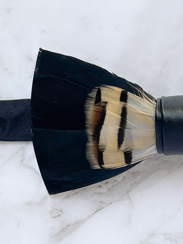 Feather Bow Tie - Brown