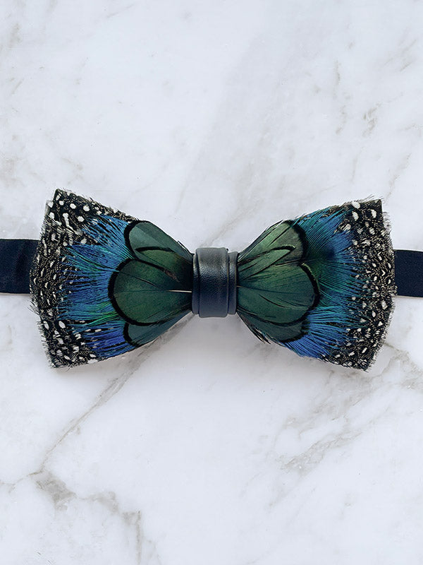 Feather Bow Tie - Peacock