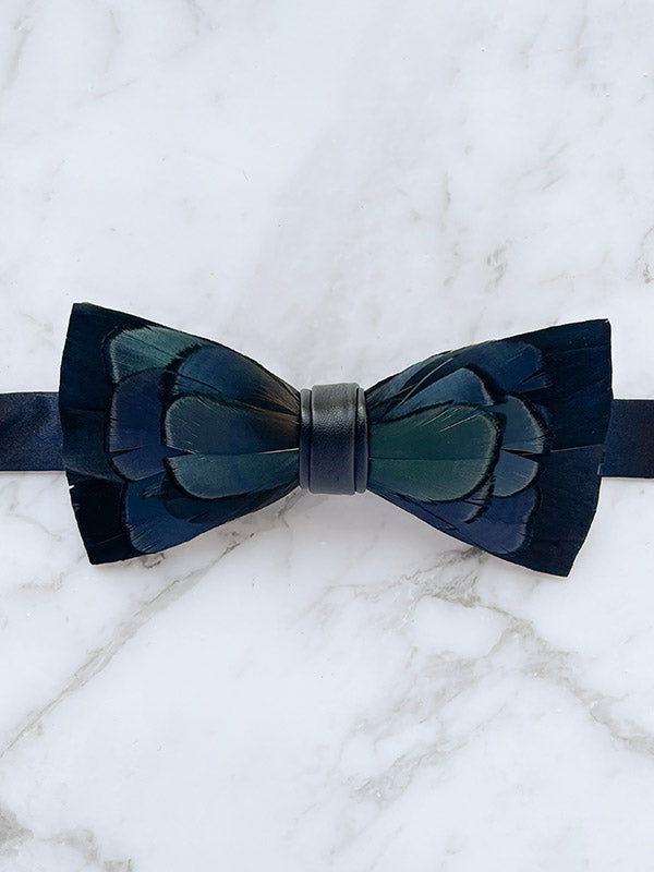 Feather Bow Tie - Dark Aquamarine