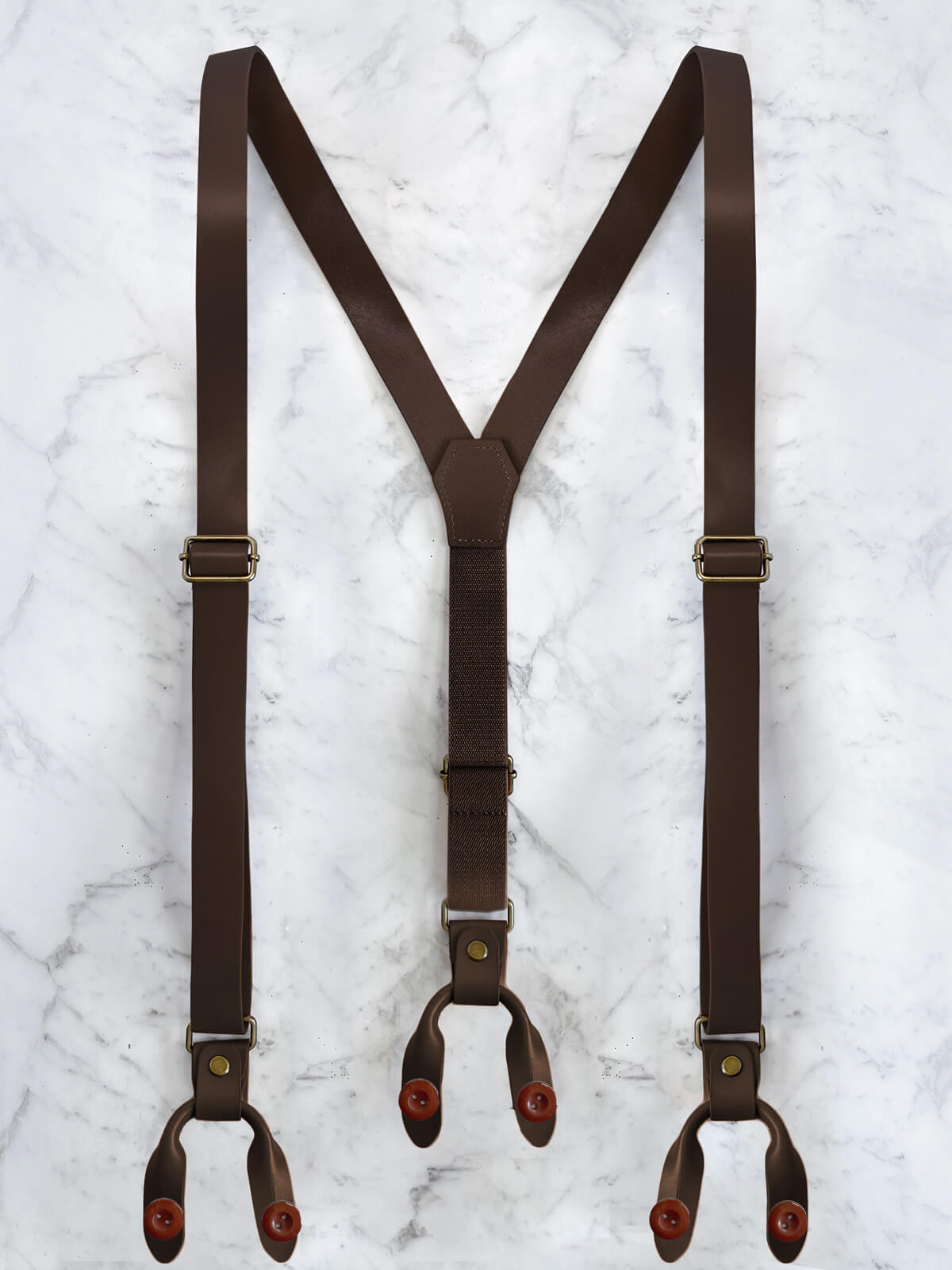 Full Leather Black Suspenders