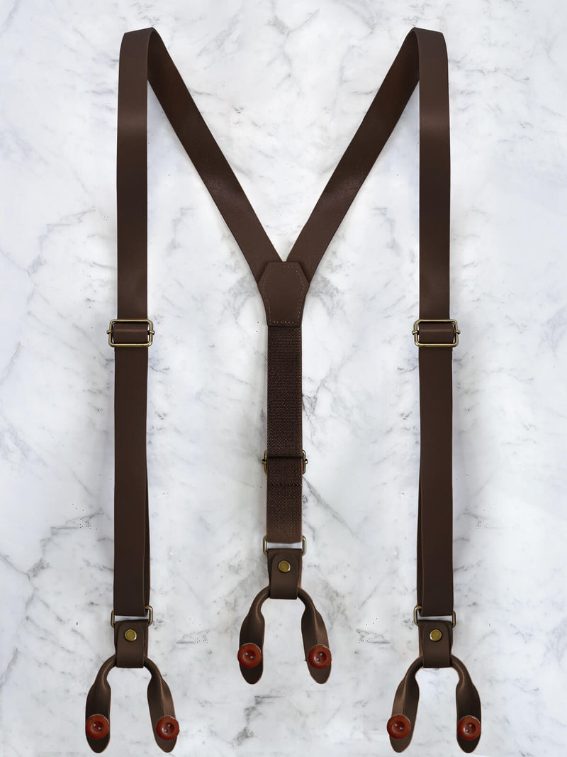 Full Leather Black Suspenders