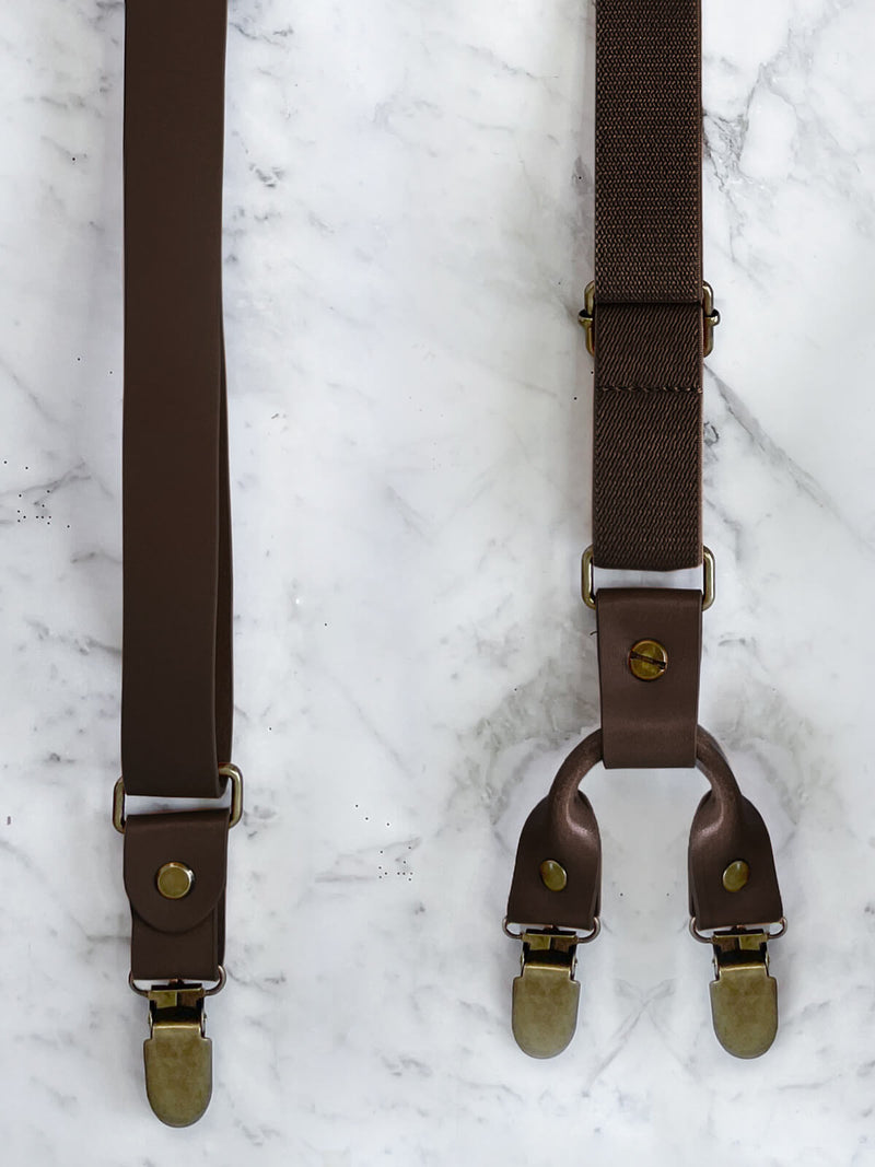 Full Leather Black Suspenders