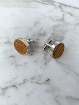 Wooden Silver Mens Cufflinks | Bowtie & Arrow Australia