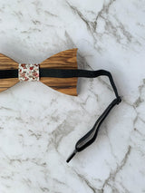 Mens Wooden Bow Tie Australia with Pink Floral Cotton | Bowtie & Arrow Australia