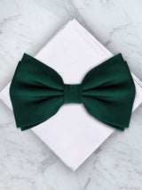 Emerald Green Deluxe Silk Twill Bow Tie & Pocket Square Set