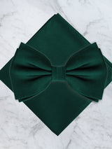 Emerald Green Deluxe Silk Twill Bow Tie & Pocket Square Set