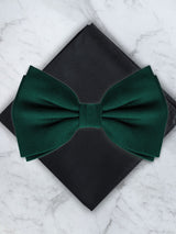 Emerald Green Deluxe Silk Twill Bow Tie & Pocket Square Set