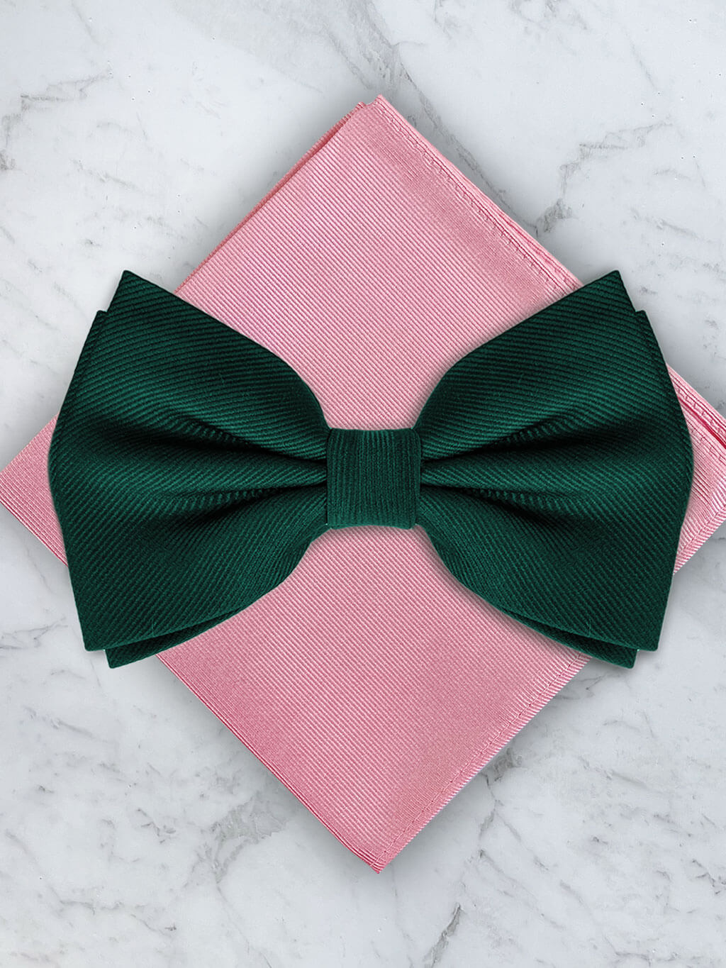 Emerald Green Deluxe Silk Twill Bow Tie & Pocket Square Set