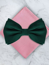 Emerald Green Deluxe Silk Twill Bow Tie & Pocket Square Set