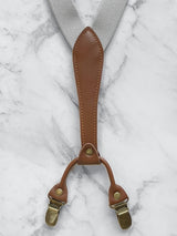 Light Grey Slimline Leather Trim Lightweight Suspenders
