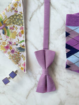 Lavender Peacocks Cotton Bow Tie Set
