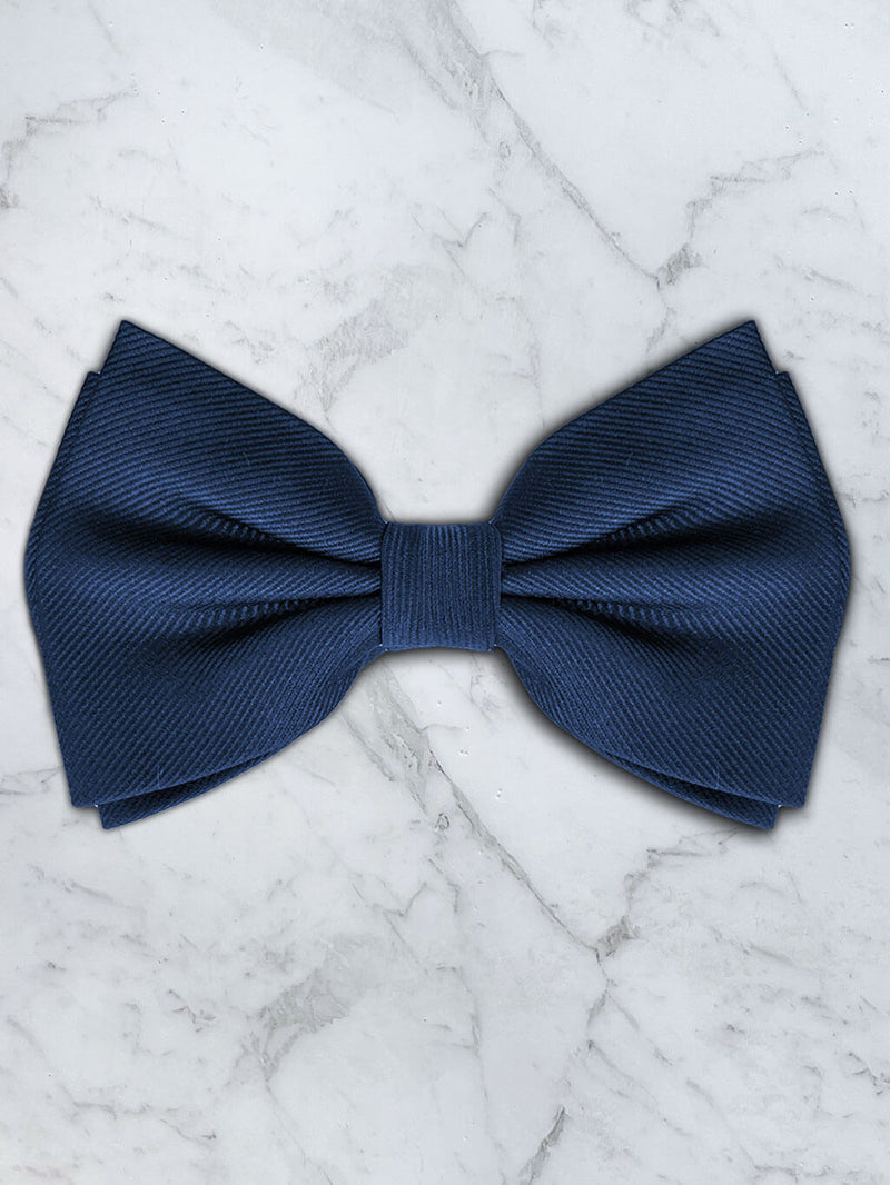 Navy Deluxe Silk Twill Bow Tie & Pocket Square Set