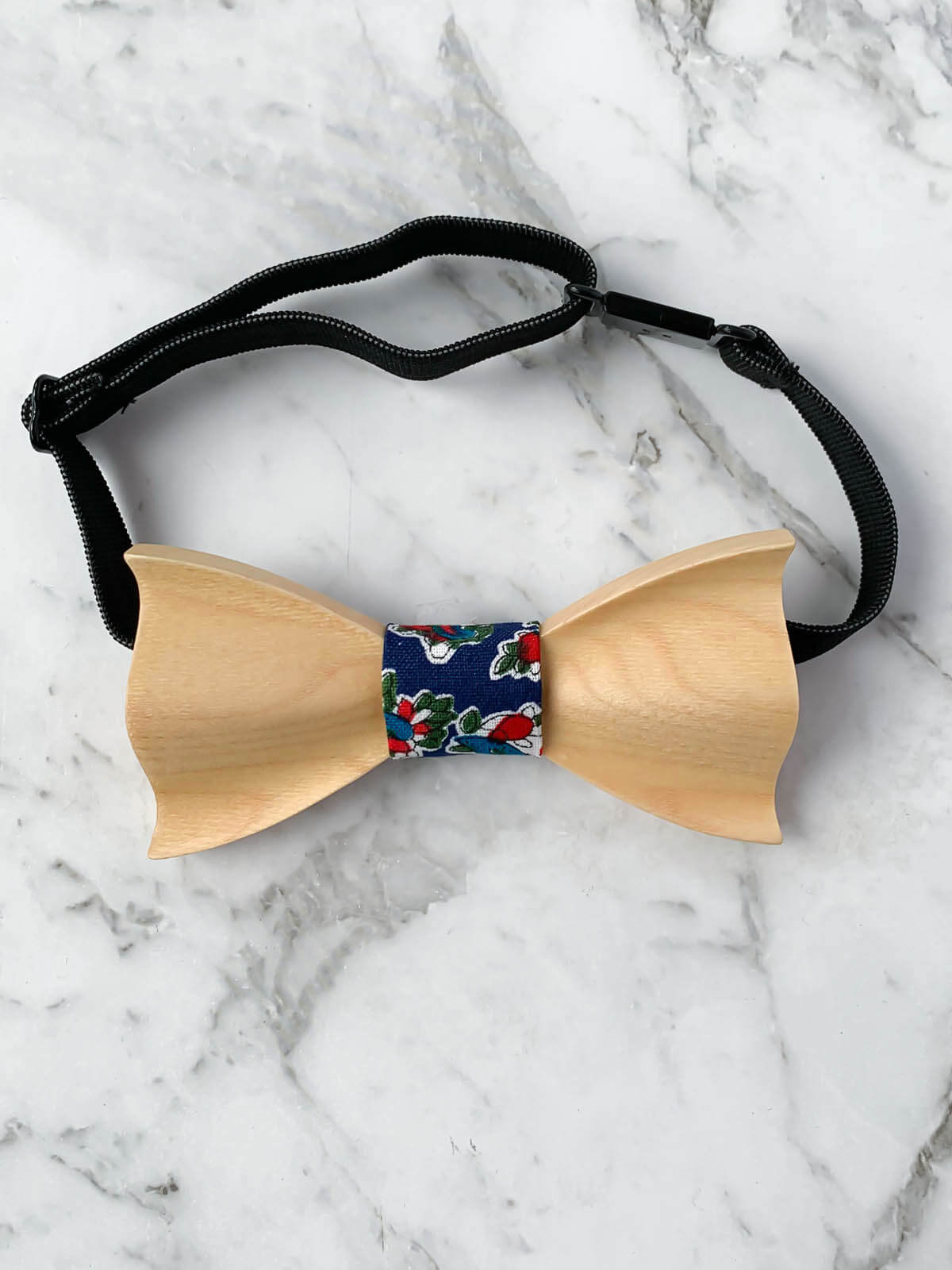 Kids Navy Wooden Bow Tie, Suspenders & Brooch Set