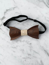 Kids Oatmeal Wooden Bow Tie, Suspenders & Brooch Set
