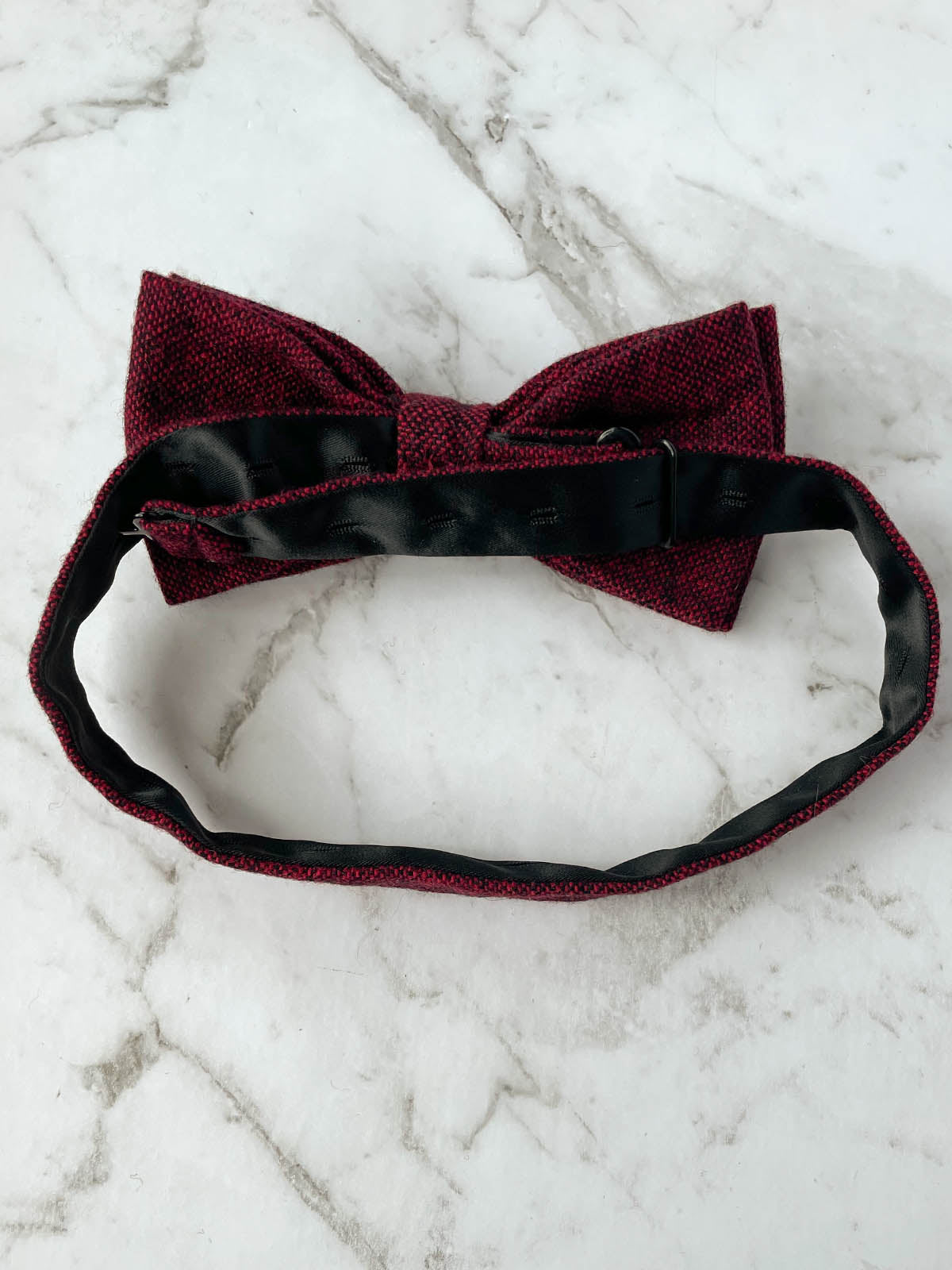 Paisley Circles Burgundy Wool Bow Tie Set