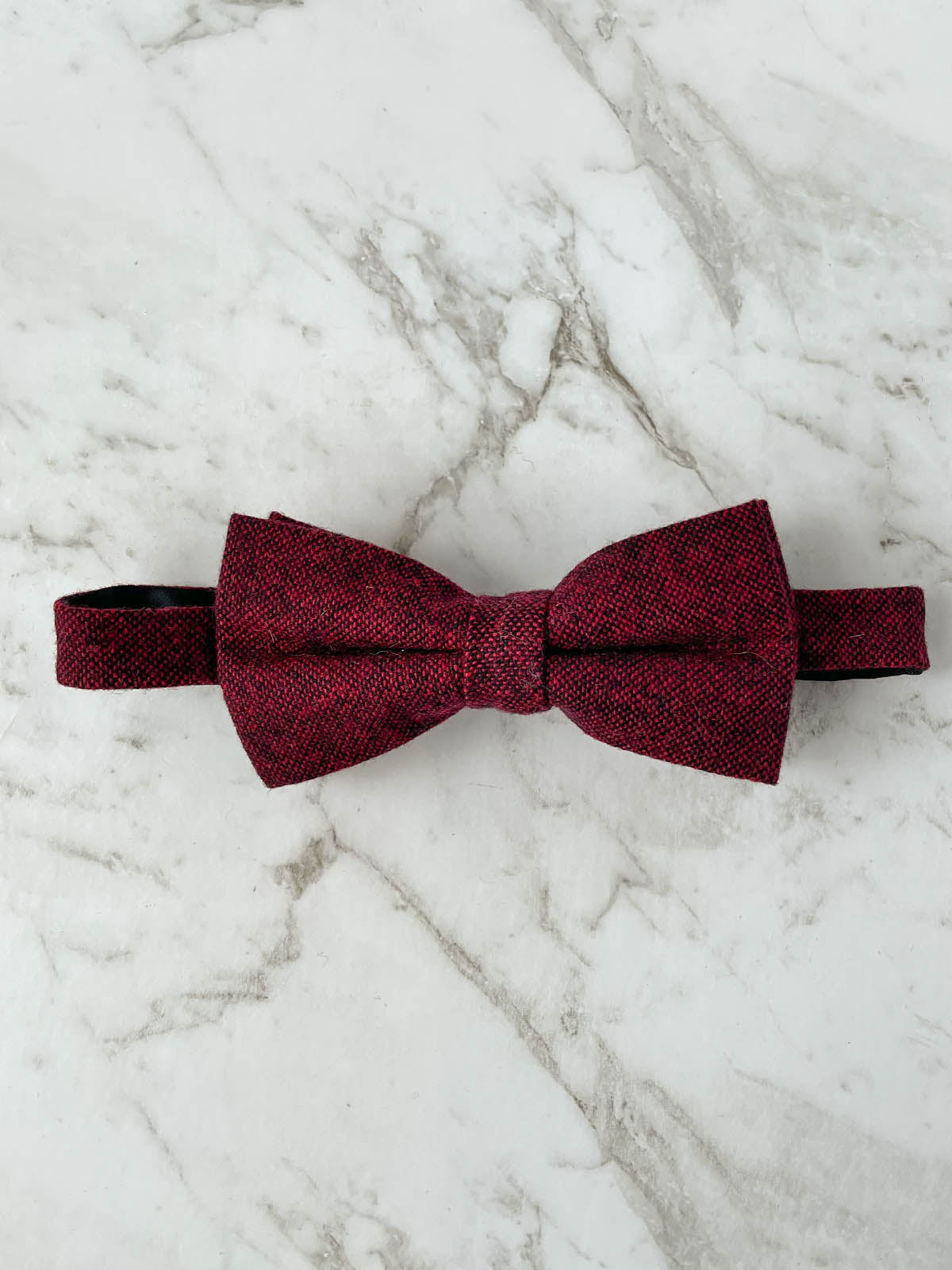 Paisley Circles Burgundy Wool Bow Tie Set