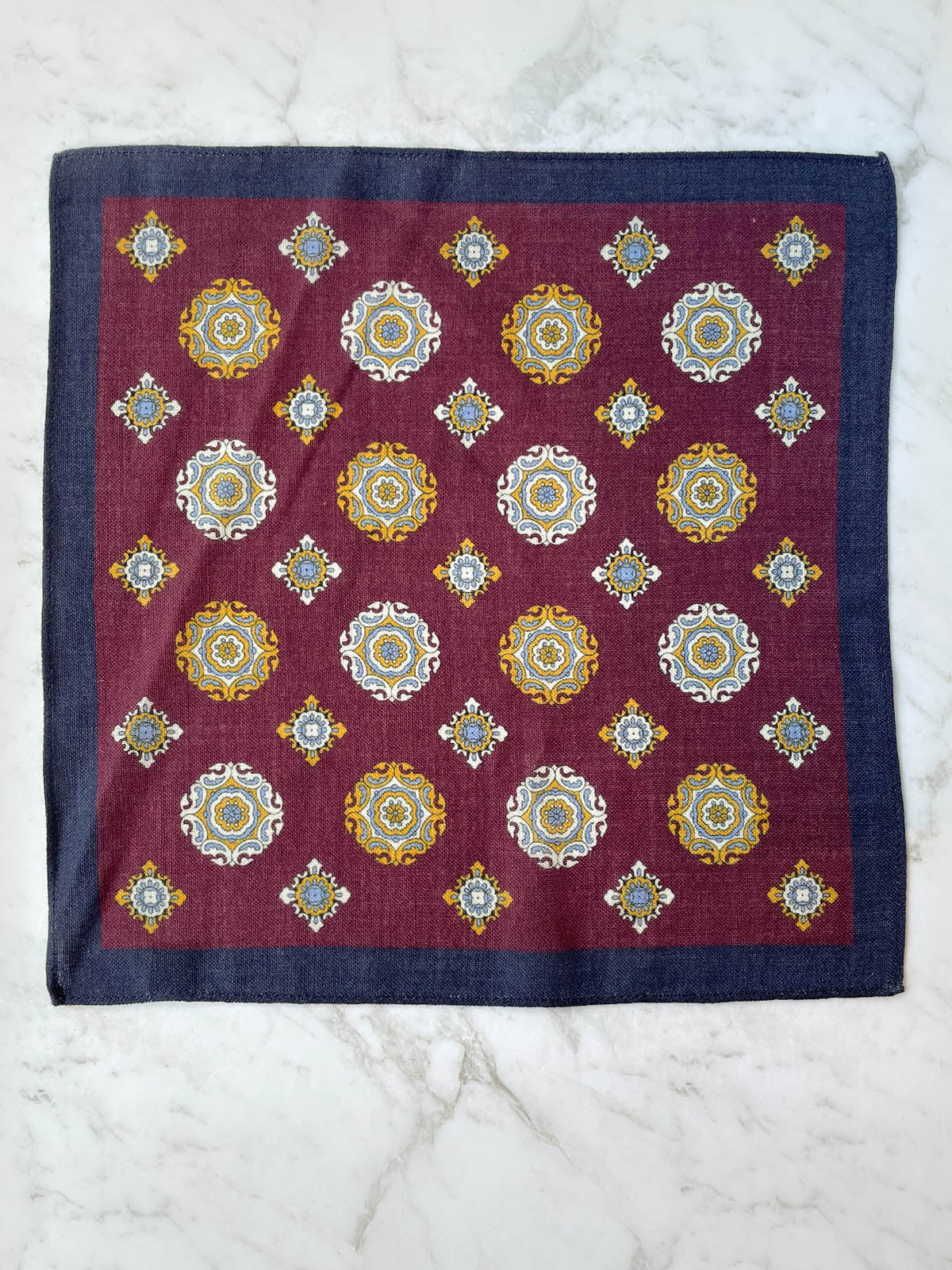 Paisley Circles Burgundy Wool Bow Tie Set