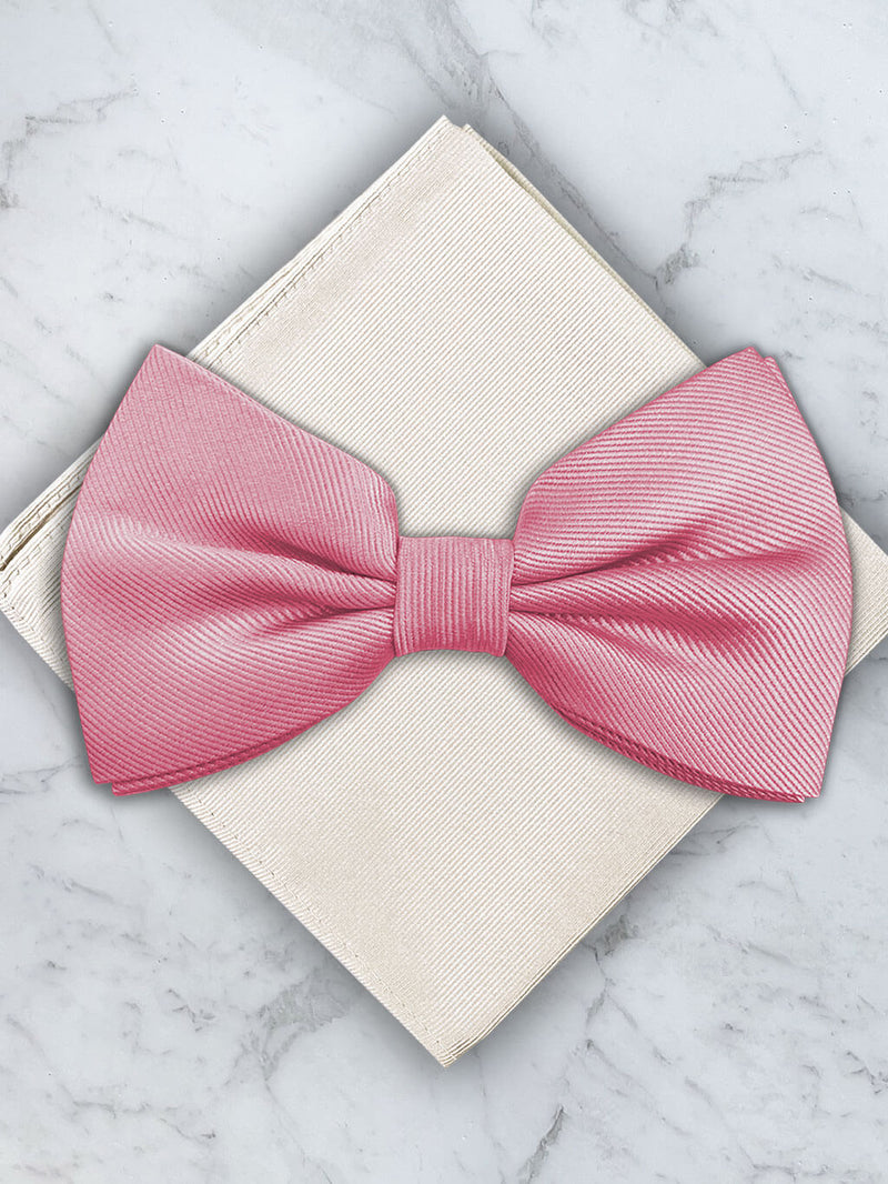 Pink Deluxe Silk Twill Bow Tie & Pocket Square Set