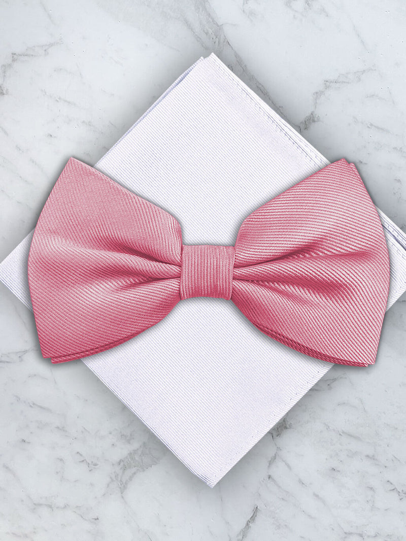 Pink Deluxe Silk Twill Bow Tie & Pocket Square Set